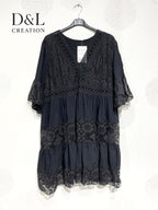Plus Size United Dress with V -neck lace with T40 lining to T48
