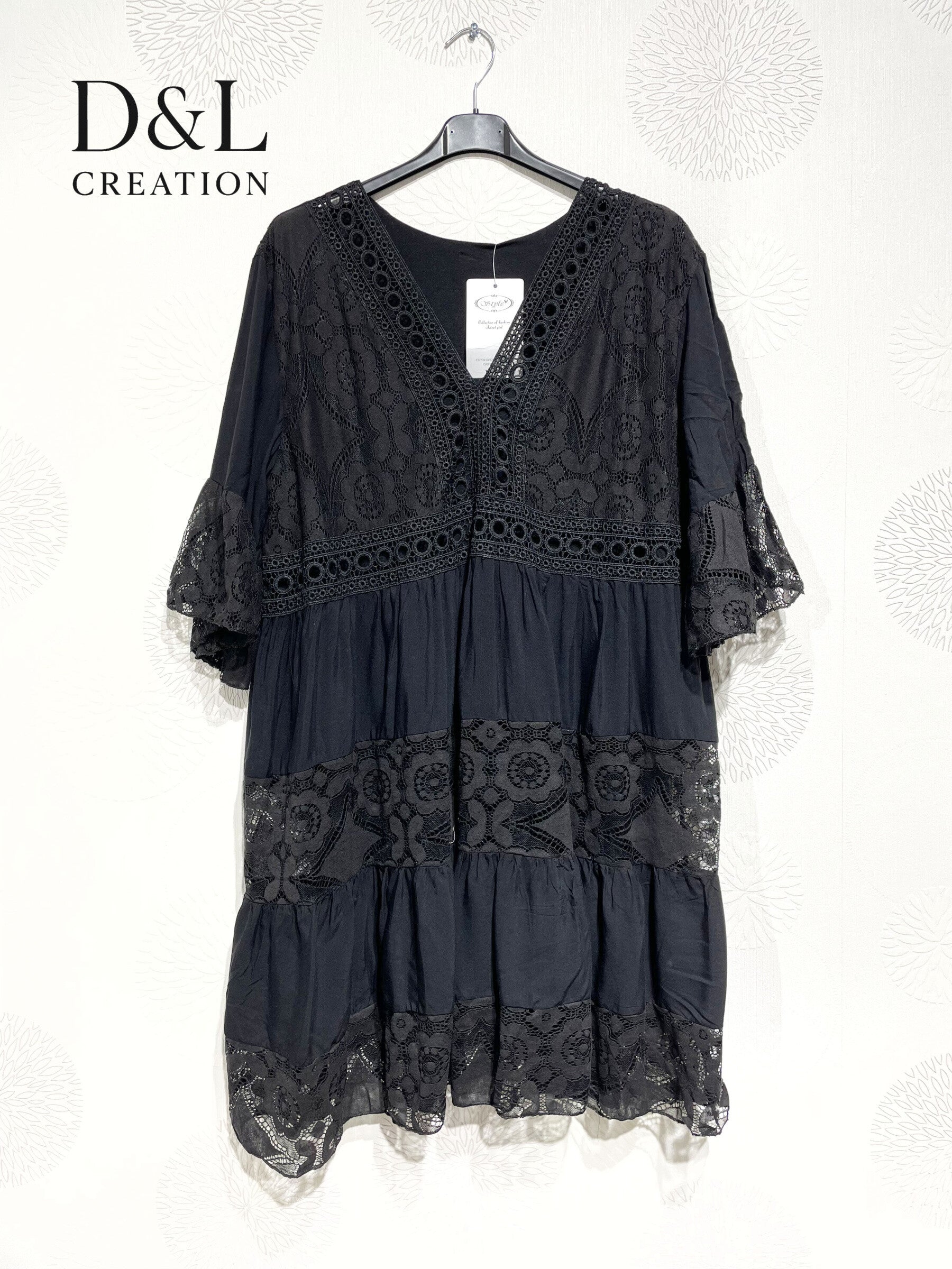Plus Size United Dress with V -neck lace with T40 lining to T48