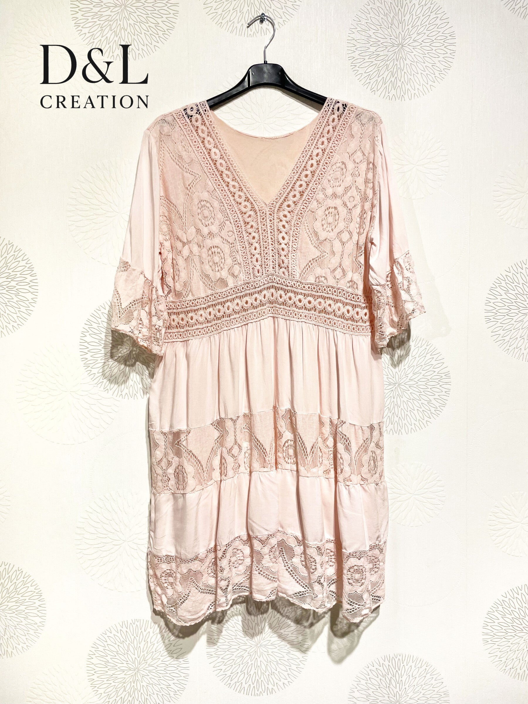 Plus Size United Dress with V -neck lace with T40 lining to T48