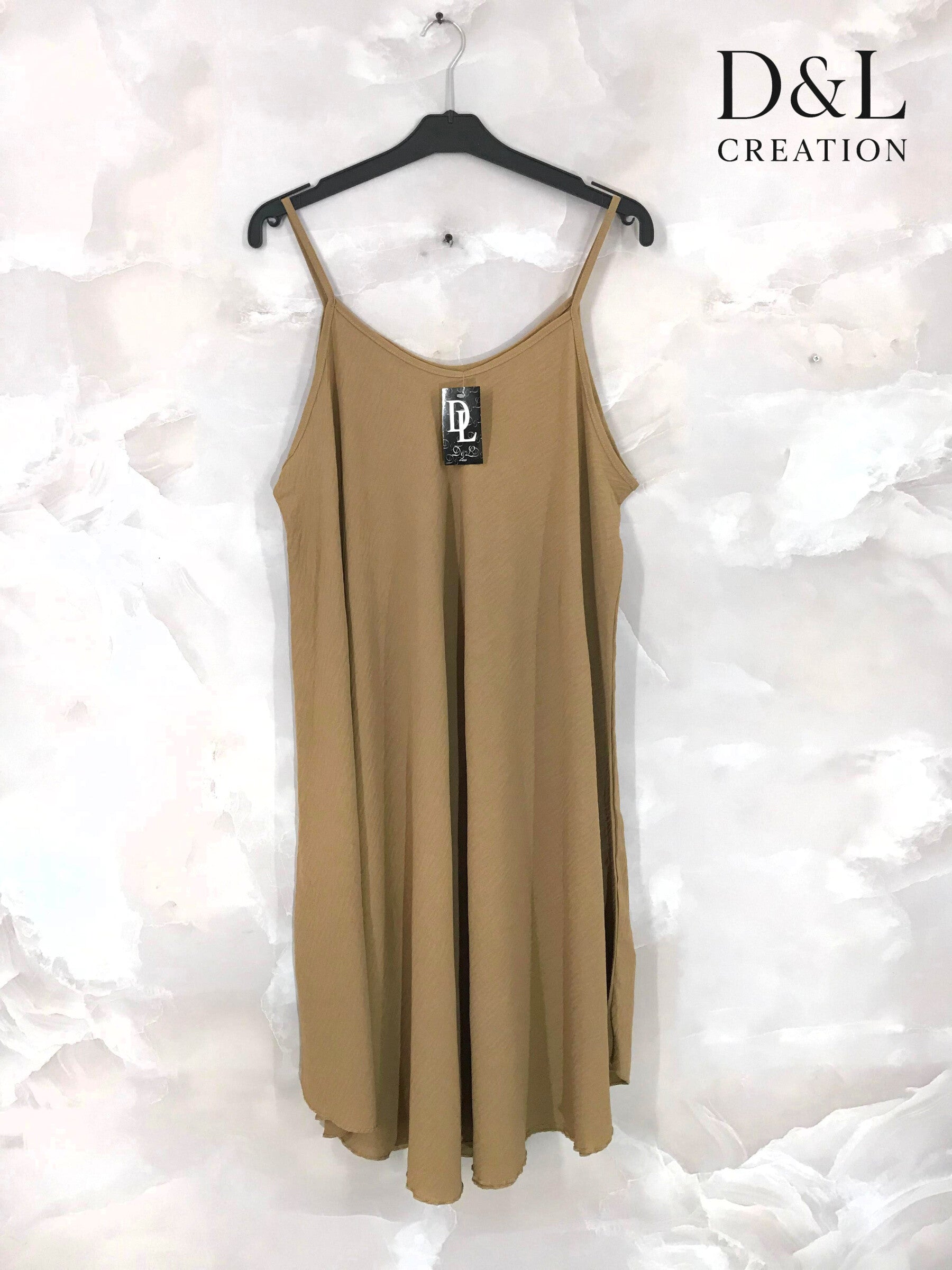 Plus Size Flared Dress with Thin Straps