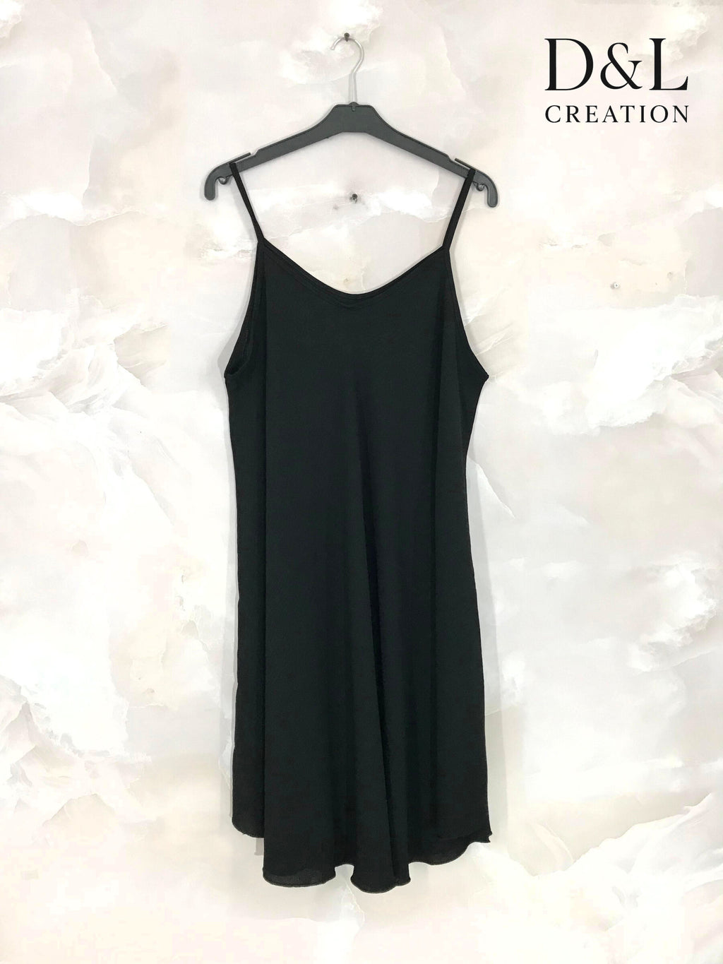Plus Size Solid color flared dress with thin straps size 38 to 52