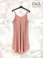 Plus Size Solid color flared dress with thin straps size 38 to 52