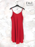 Plus Size Solid color flared dress with thin straps size 38 to 52