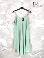 Plus Size Solid color flared dress with thin straps size 38 to 52