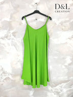 Plus Size Solid color flared dress with thin straps size 38 to 52