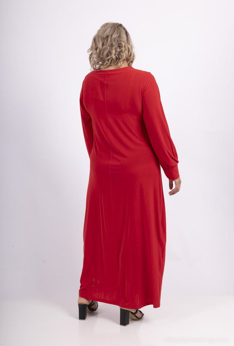 Plus Size Klänning med V-ringning och Puffärmar