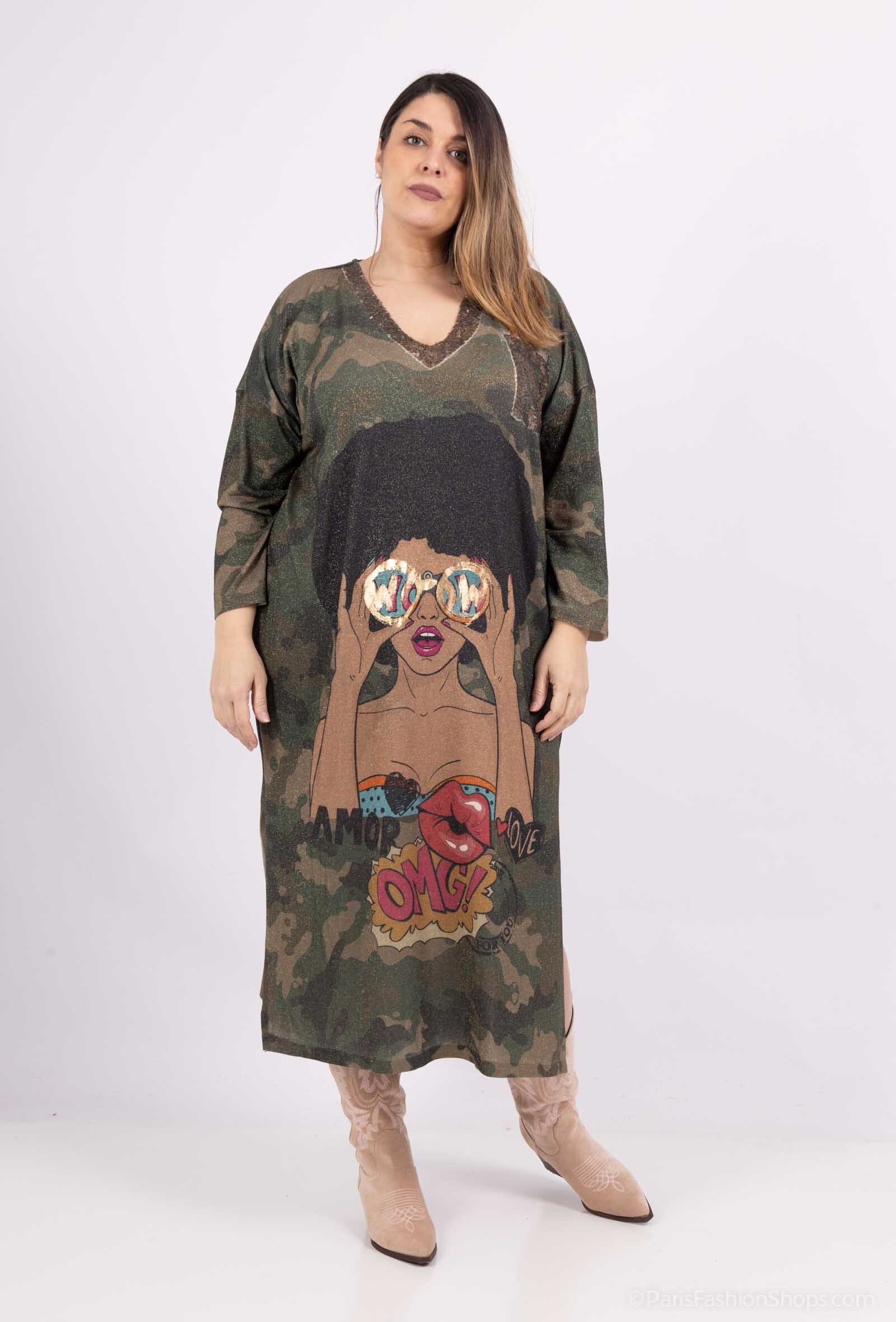 Plussize Klänning i Viskos och Elastan