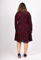Plus Size Flared Printed Winter Dress