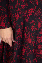 Plus Size Flared Printed Winter Dress