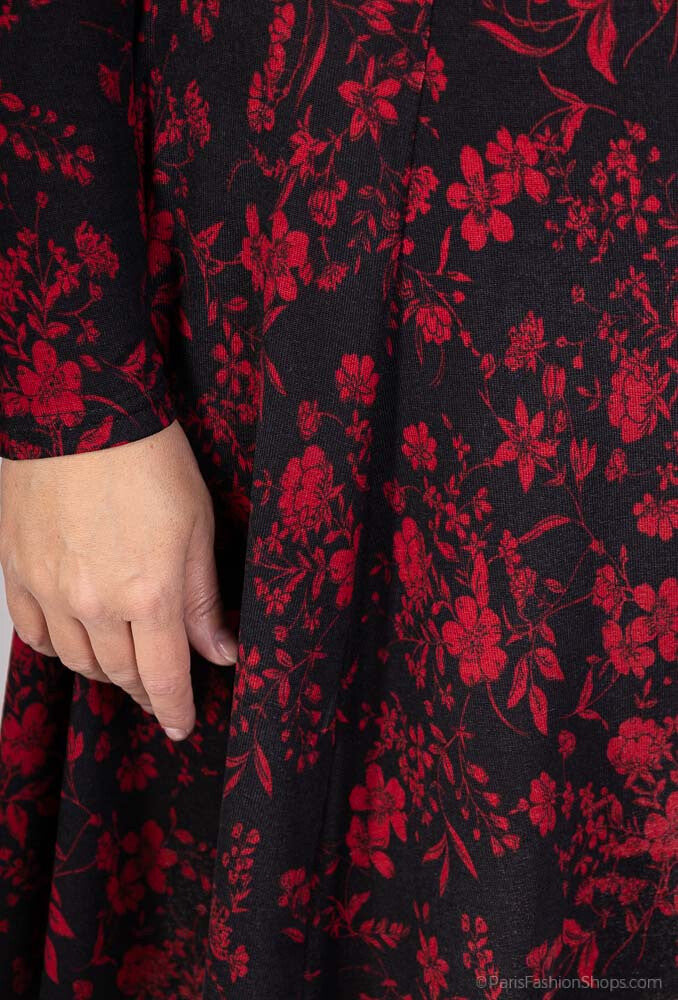 Plus Size Flared Printed Winter Dress