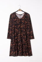 Plus Size Flared Printed Winter Dress