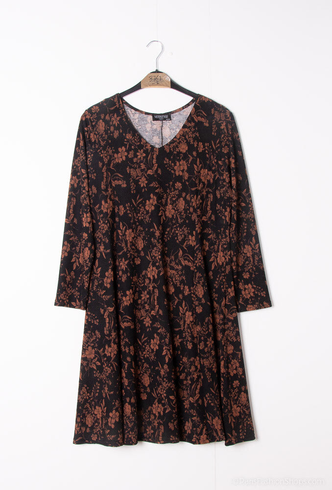 Plus Size Winter flared printed dress