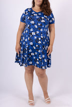 Plus Size Blommig Flared Klänning