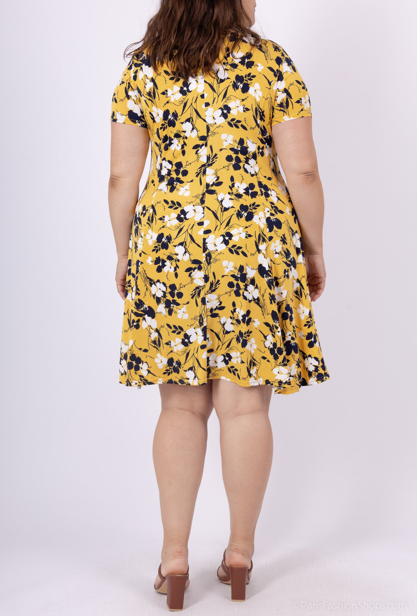 Plus Size Blommig Flared Klänning