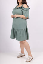 Plus Size Flying Dresses med Bar Överdelar för Sommaren