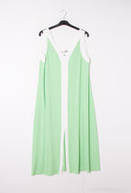 Plus Size Tvåfärgad V-ringad Klänning - 130 cm