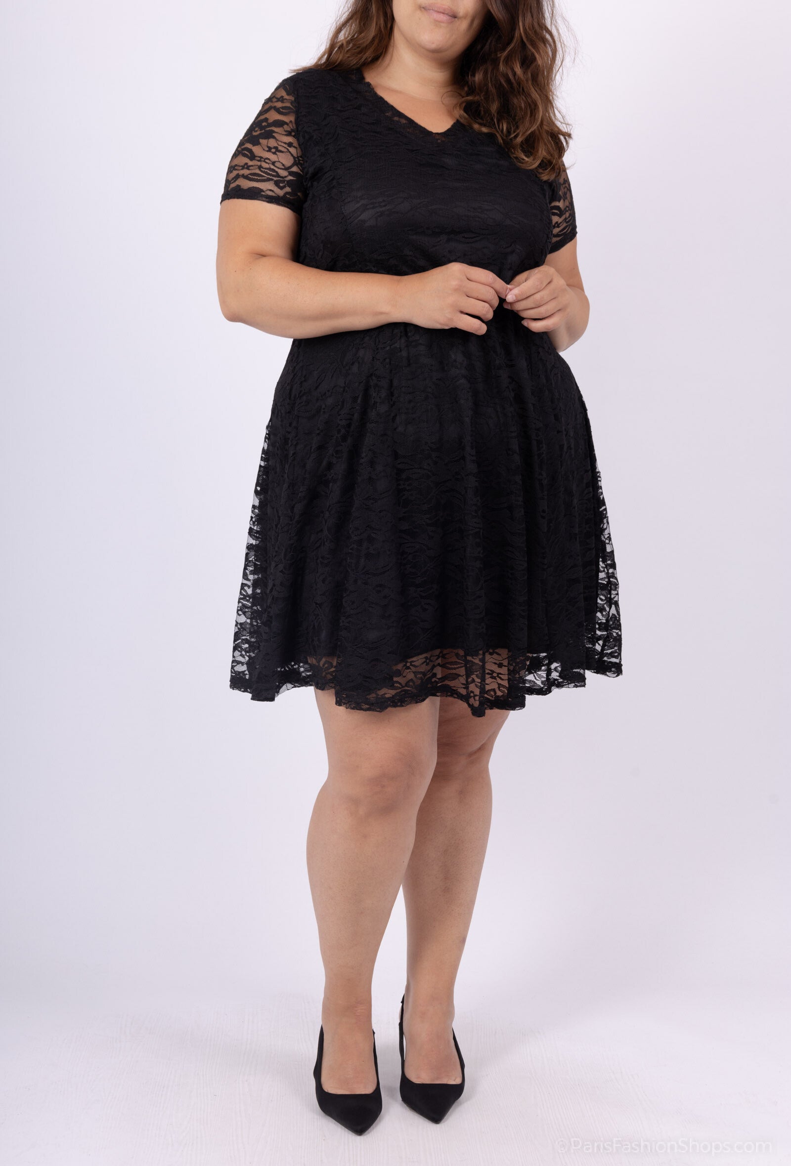 Plus Size Lace dresses with flared lining