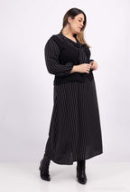 Randiga Fusk Tvådelade Klänningar med Båge i Stor Storlek