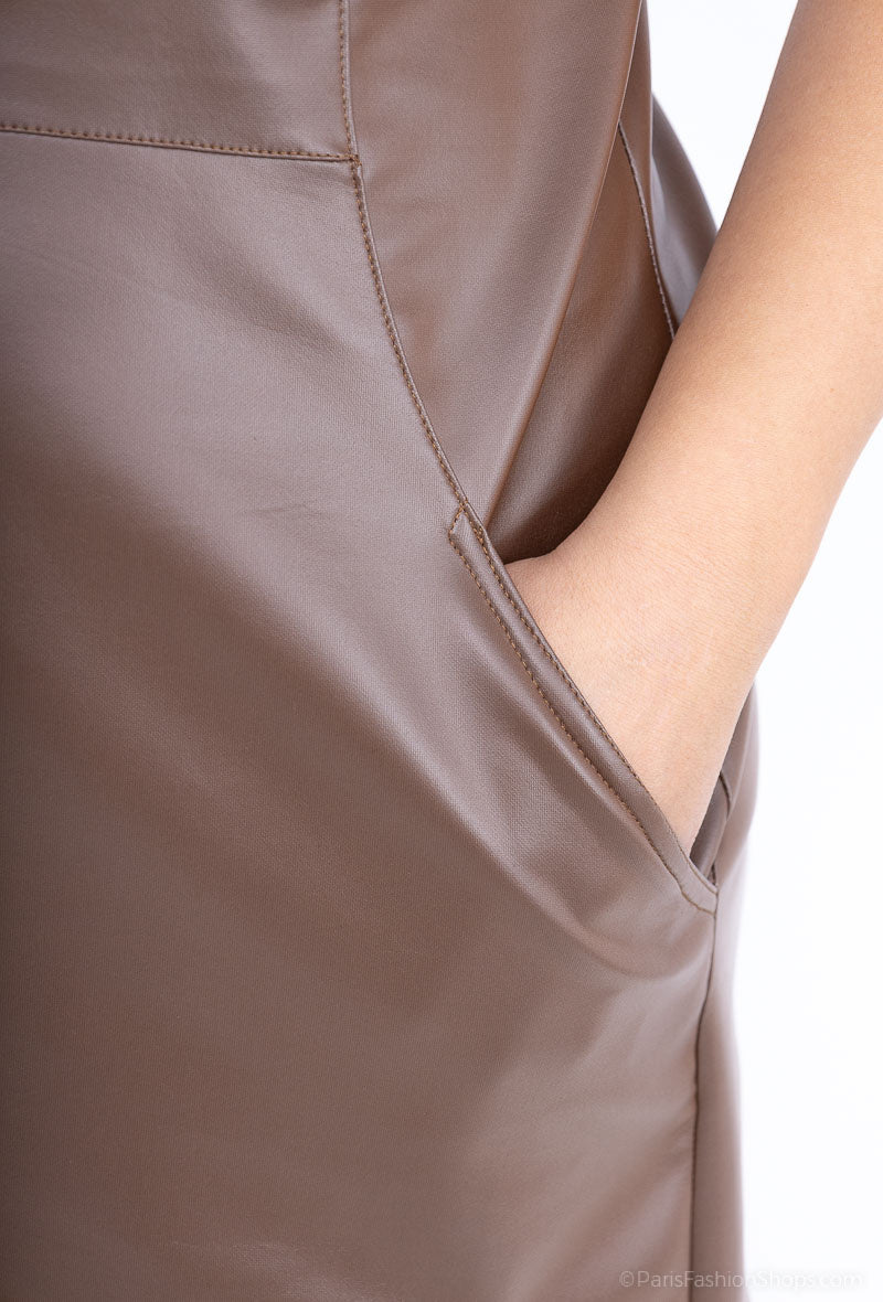 Plus Size Faux Leather Dress for Elegant Style