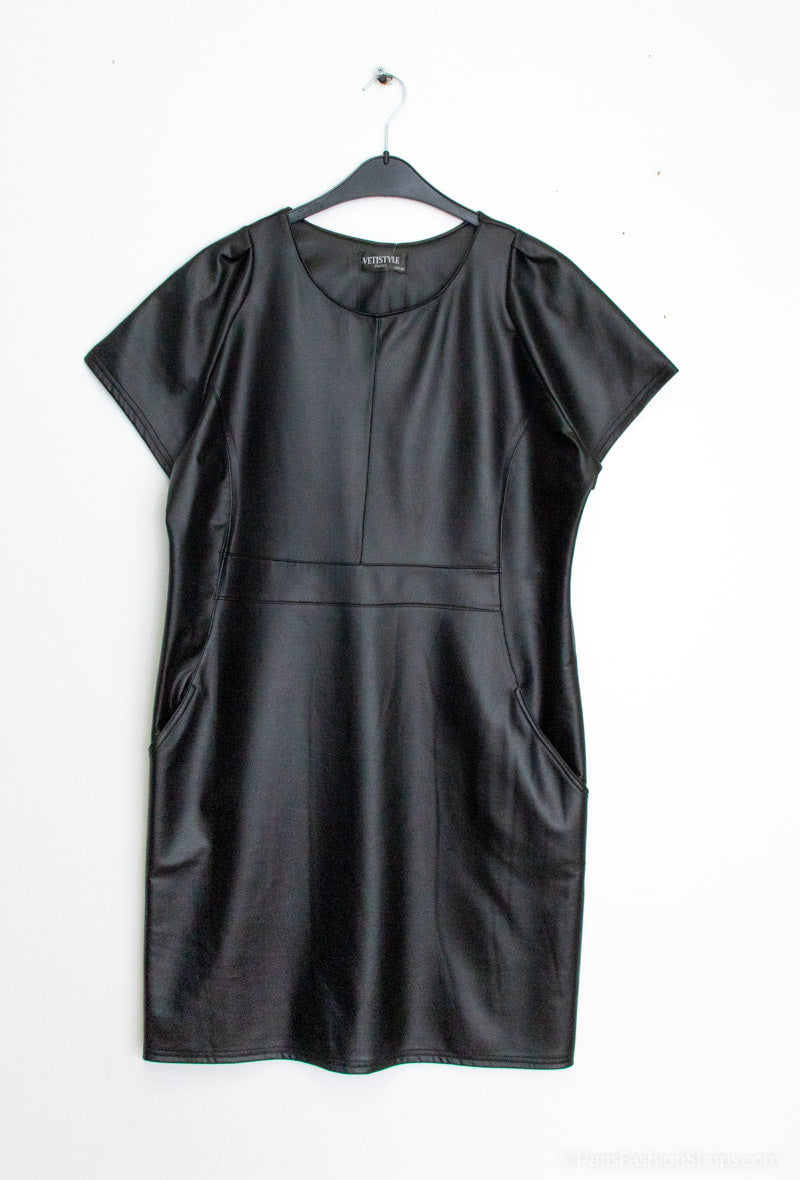 Plus Size Faux Leather Dress for Elegant Style