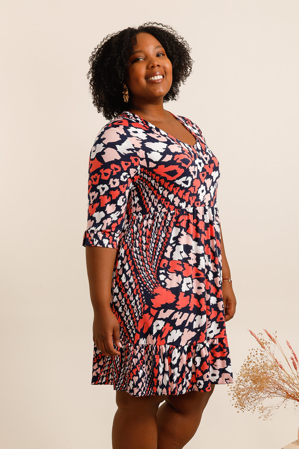 Sommarklänning i Stor Storlek med Tryck