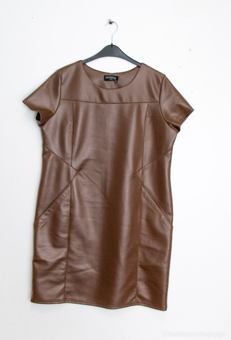 Elegant Plus Size Faux Leather Klänning