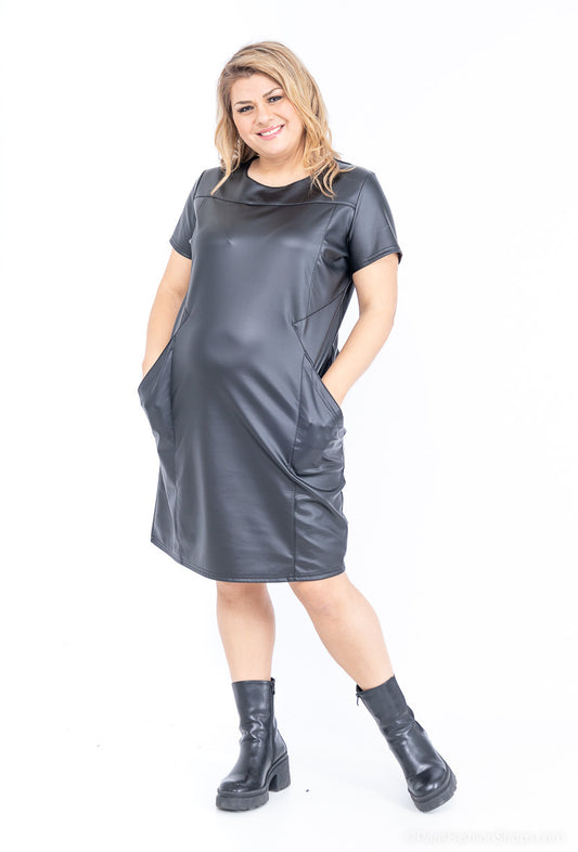 Plus Size Faux Leather Dress