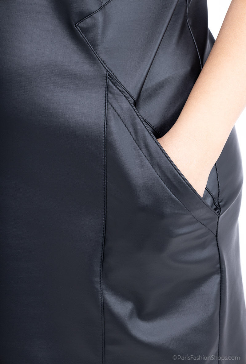 Elegant Plus Size Faux Leather Klänning