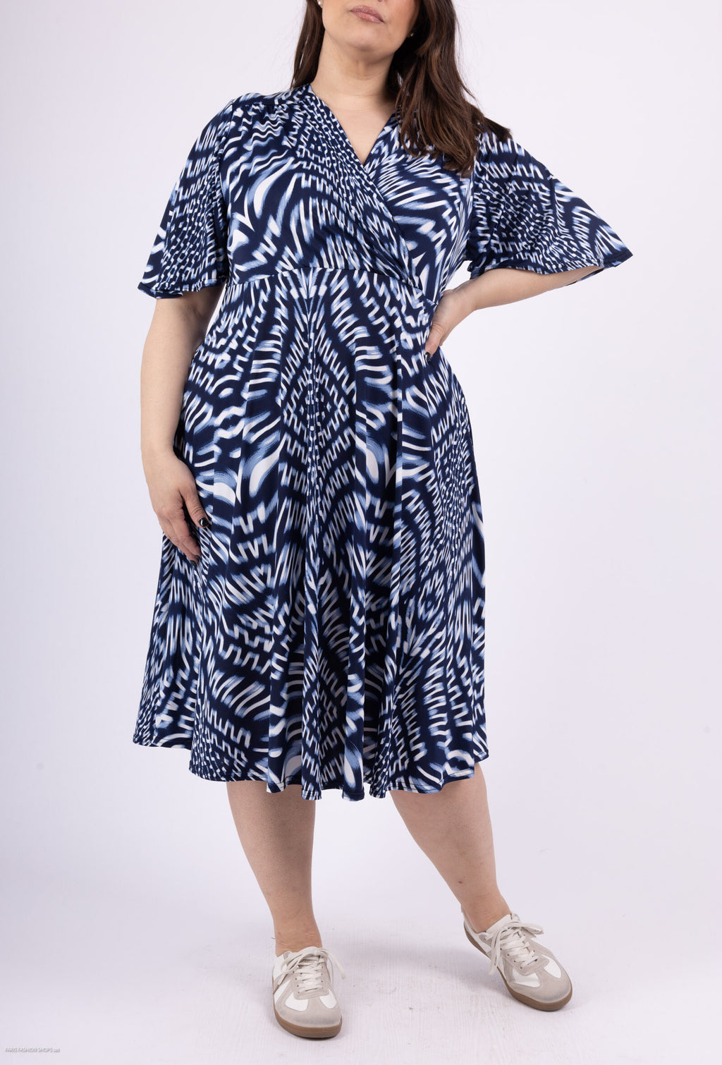 Plus Size Korta Ärmar Trapez Klänning