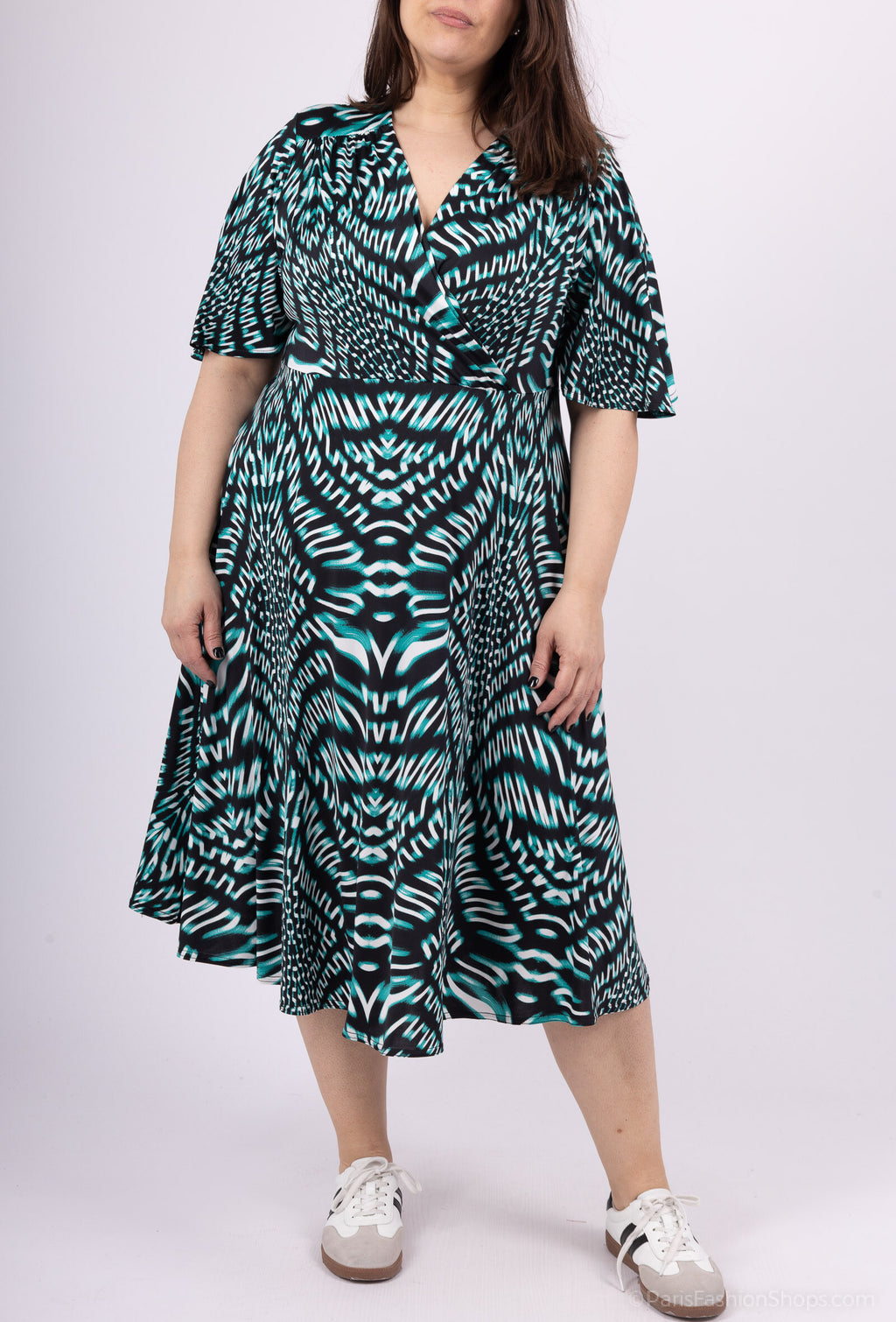 Plus Size Korta Ärmar Trapez Klänning
