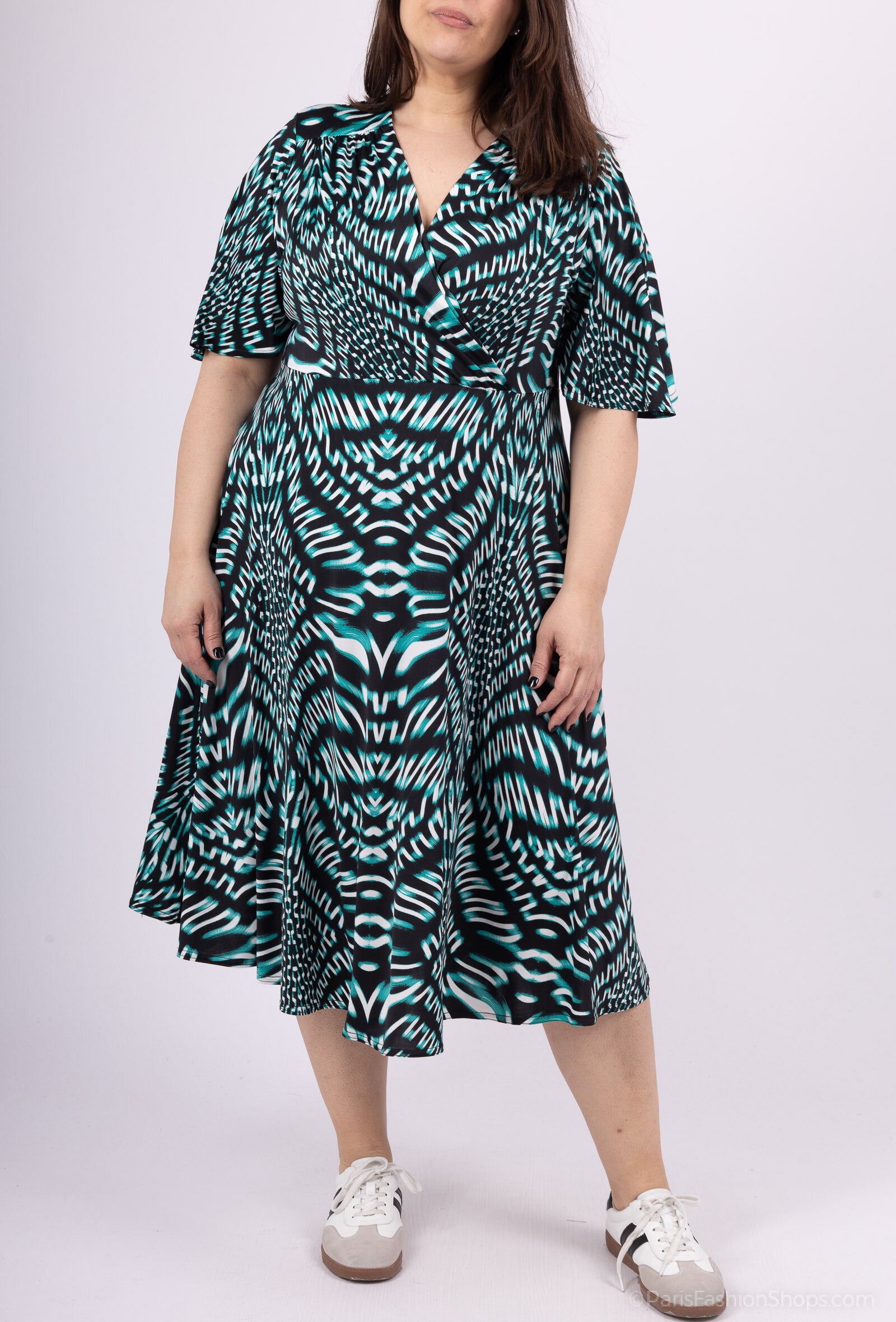 Plus Size Korta Ärmar Trapez Klänning