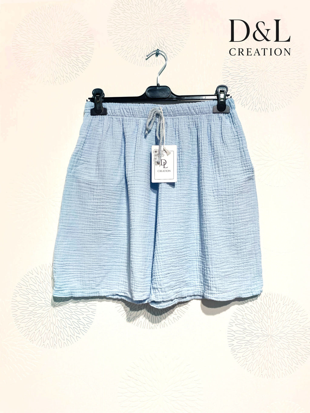 Plus Size Double cotton gauze shorts with T38 to T50 pockets