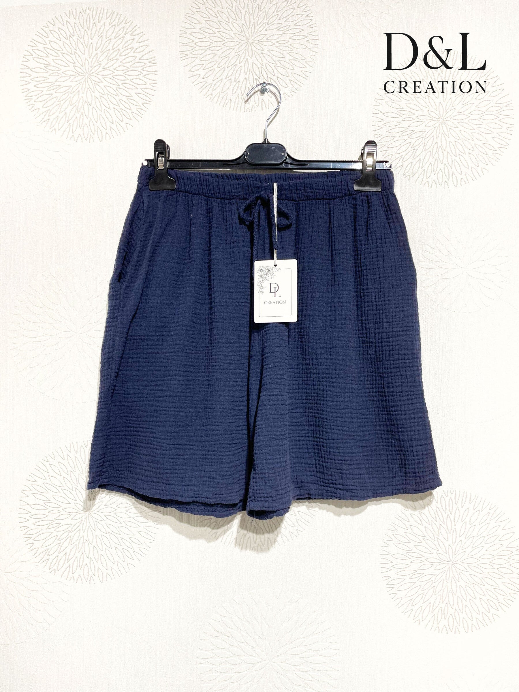 Plus Size Dubbelbomullsgaze Shorts med T38 till T50 Fickor