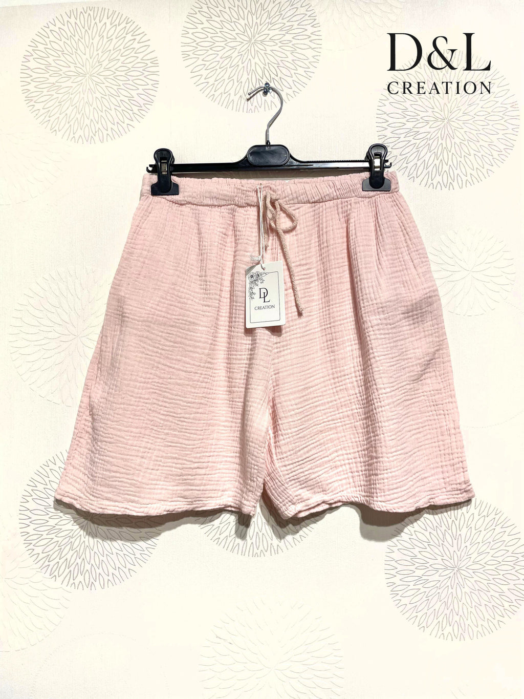 Plus Size Double cotton gauze shorts with T38 to T50 pockets