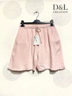 Plus Size Double cotton gauze shorts with T38 to T50 pockets