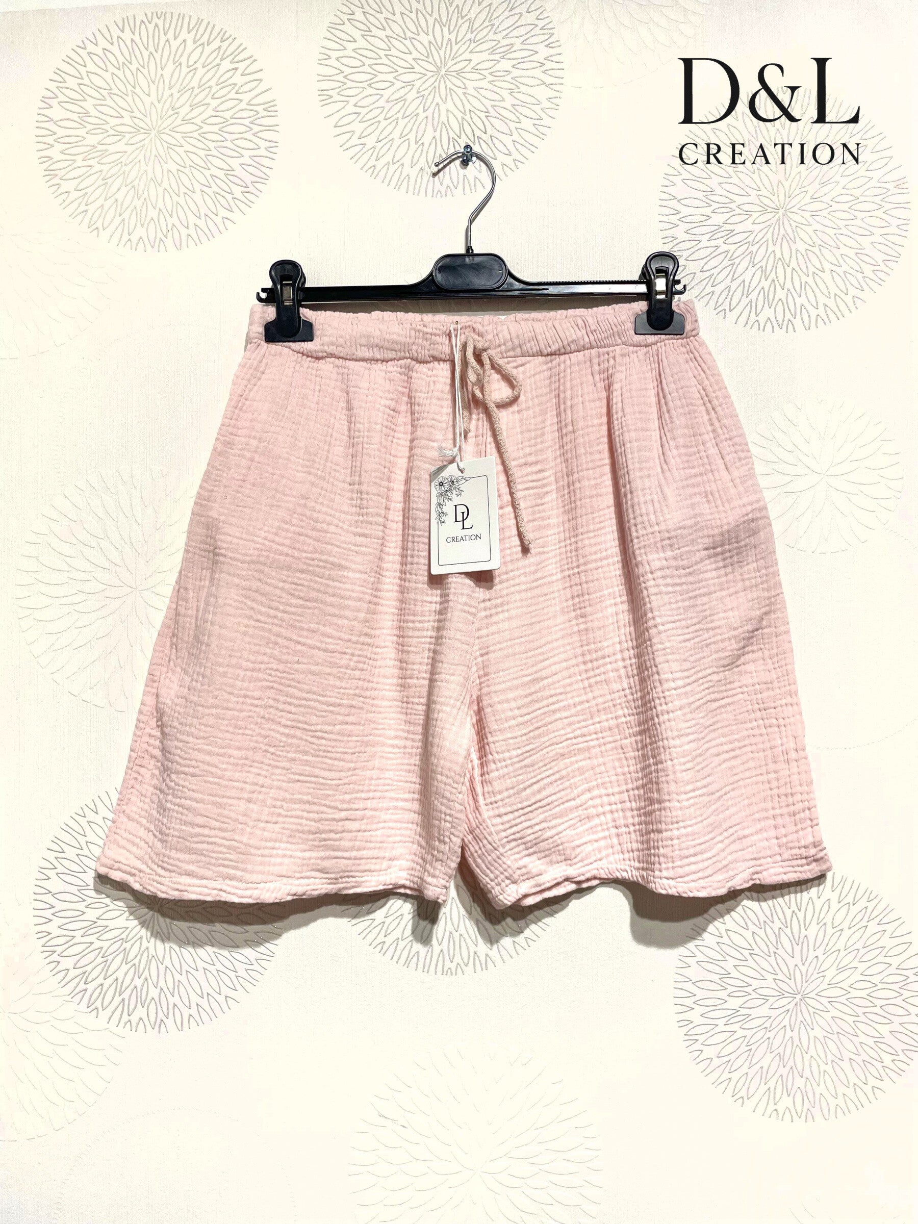 Plus Size Double cotton gauze shorts with T38 to T50 pockets
