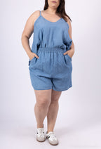 Plus Size Tencel denim shorts with T38 to T48 pockets