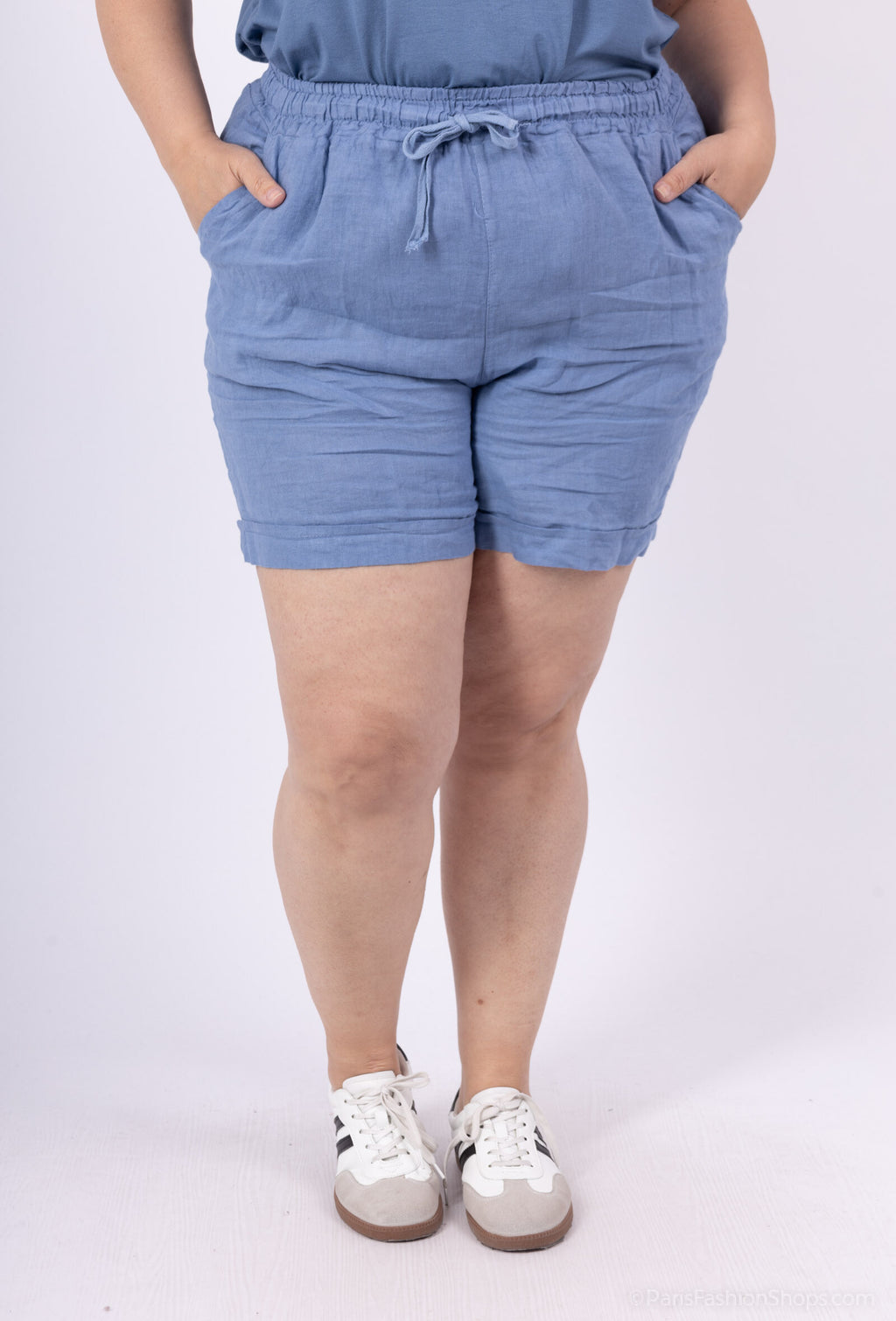 Plus Size Linen shorts with T38 to T50 pockets