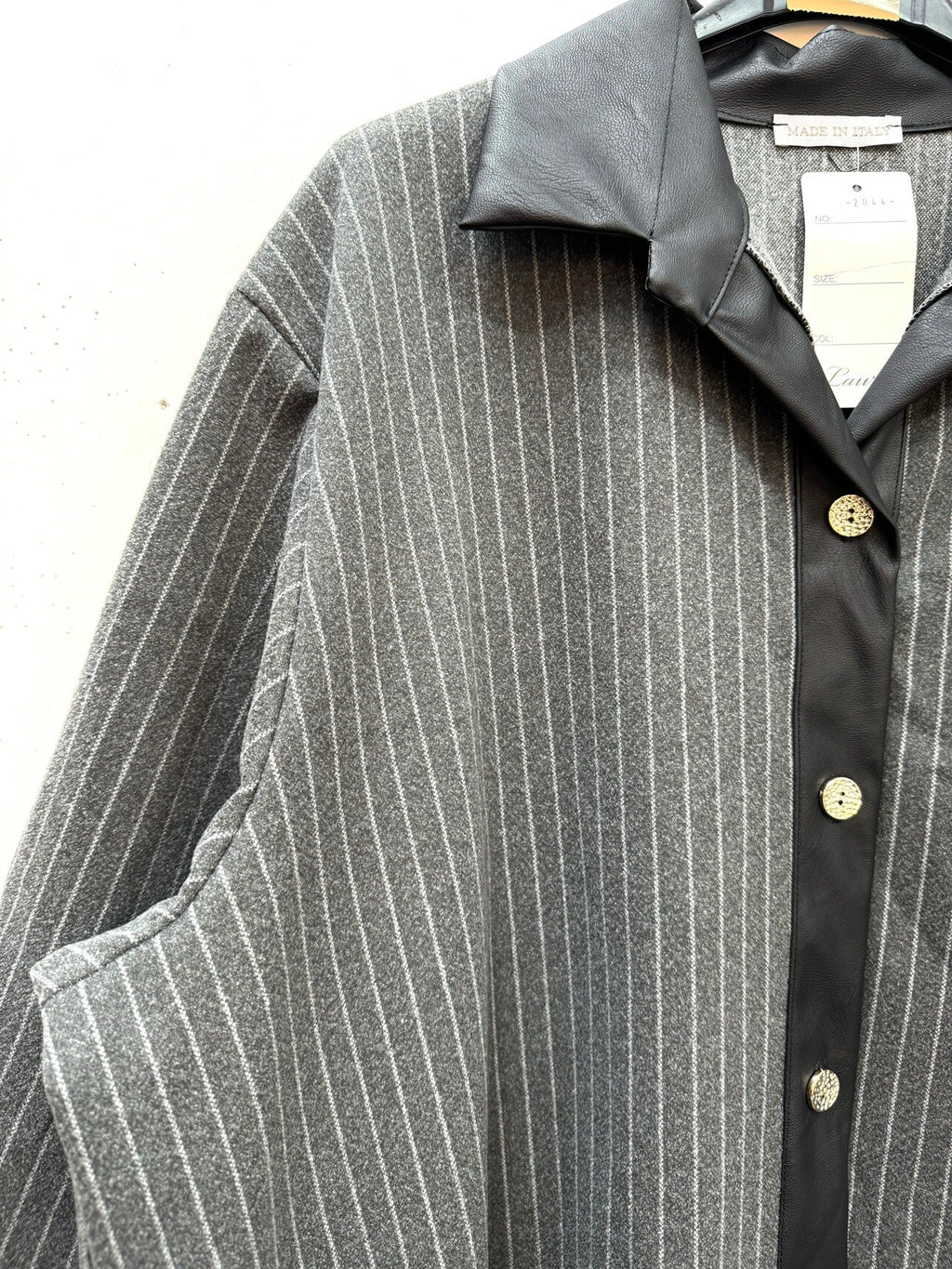 Randig ulltouch overskjorta i stor storlek