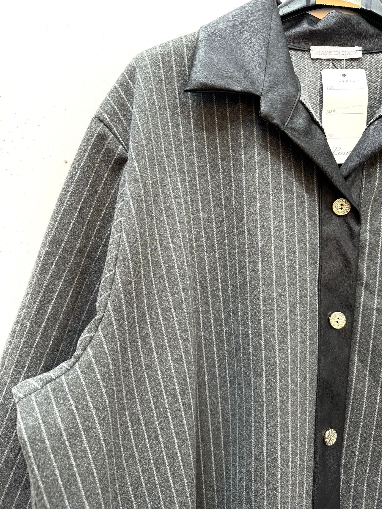 Randig ulltouch overskjorta i stor storlek