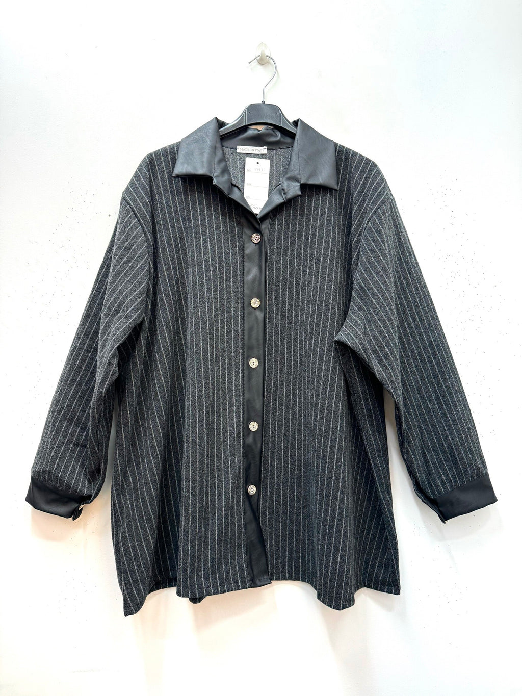 Randig ulltouch overskjorta i stor storlek