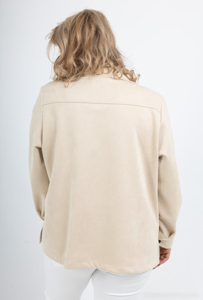 Plus Size Suede Overshirts för Stora Storlekar