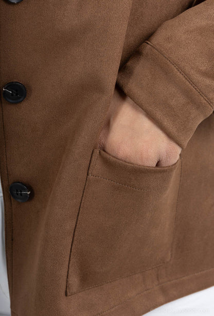 Plus Size Suede Overshirts för Stora Storlekar