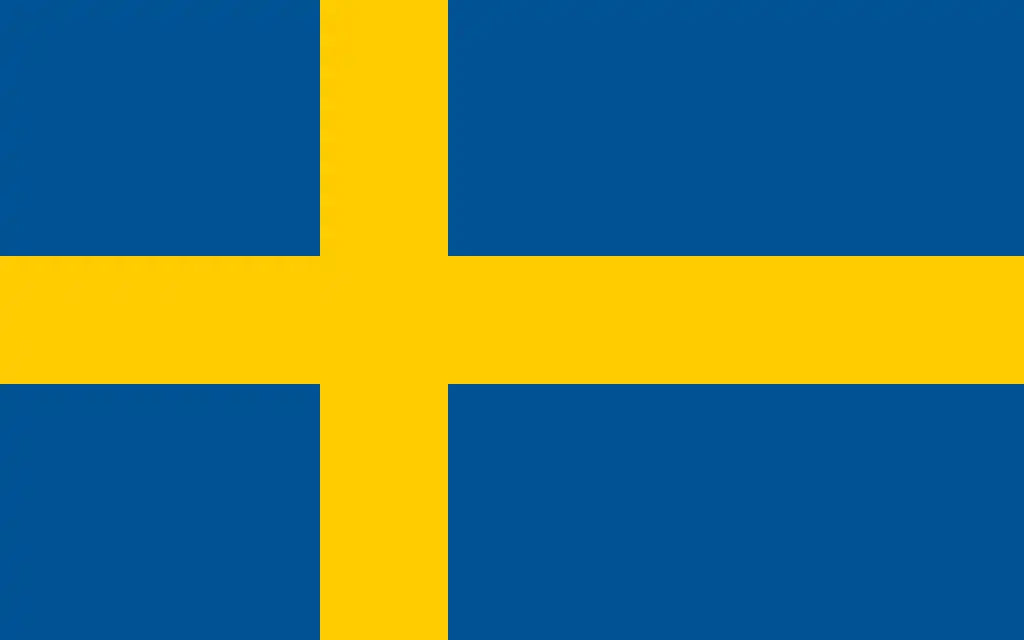 Svenska nationalflaggan med ett gult nordiskt kors på blå bakgrund.