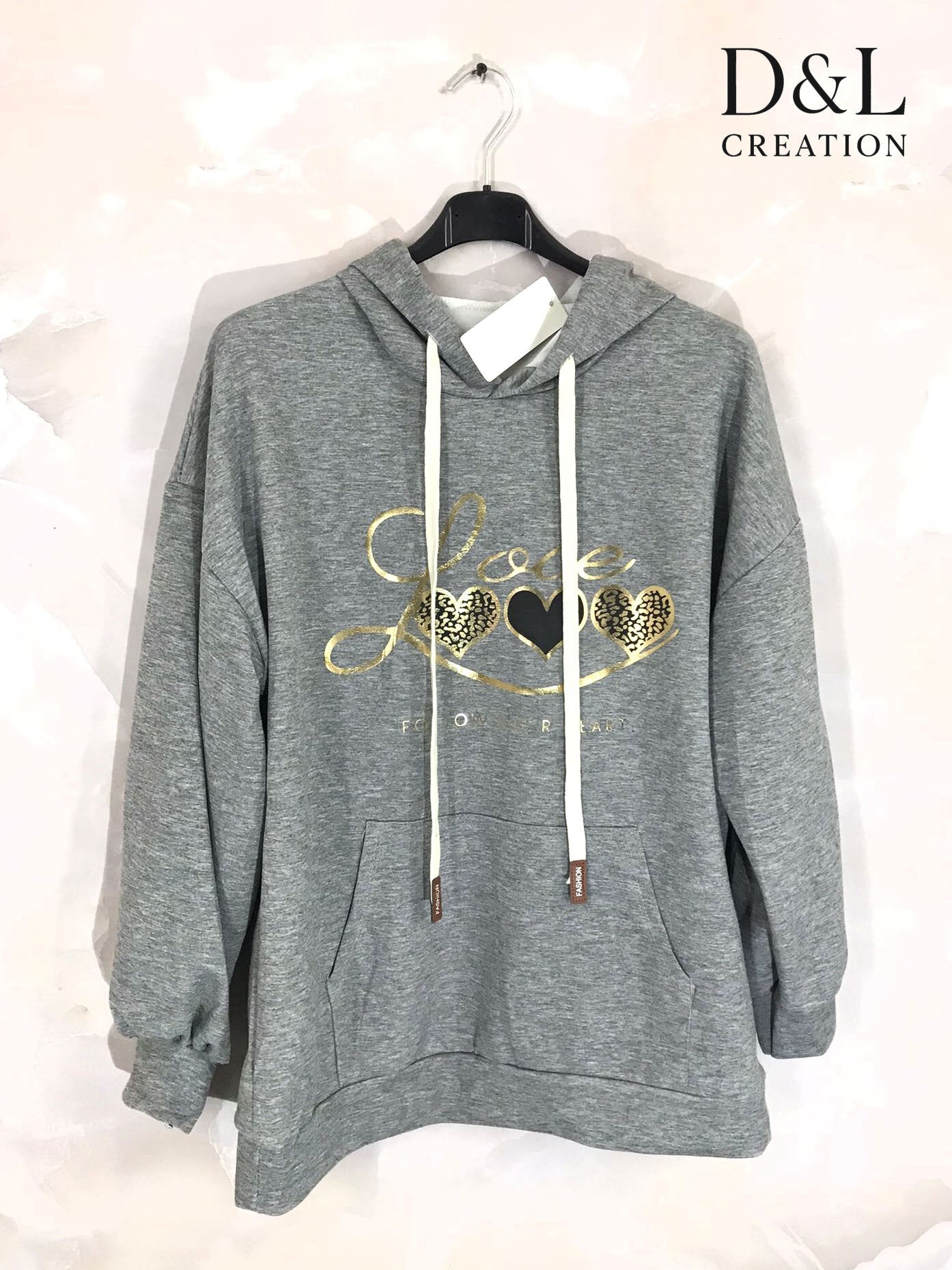 Soft LOVE Hoodie för Plus Size - Stl 38 till 48