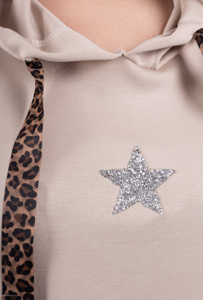 Plus Size Kortärmad Hoodie med Stjärna
