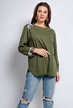 Plus Size Sweatshirt med rutigt detaljer