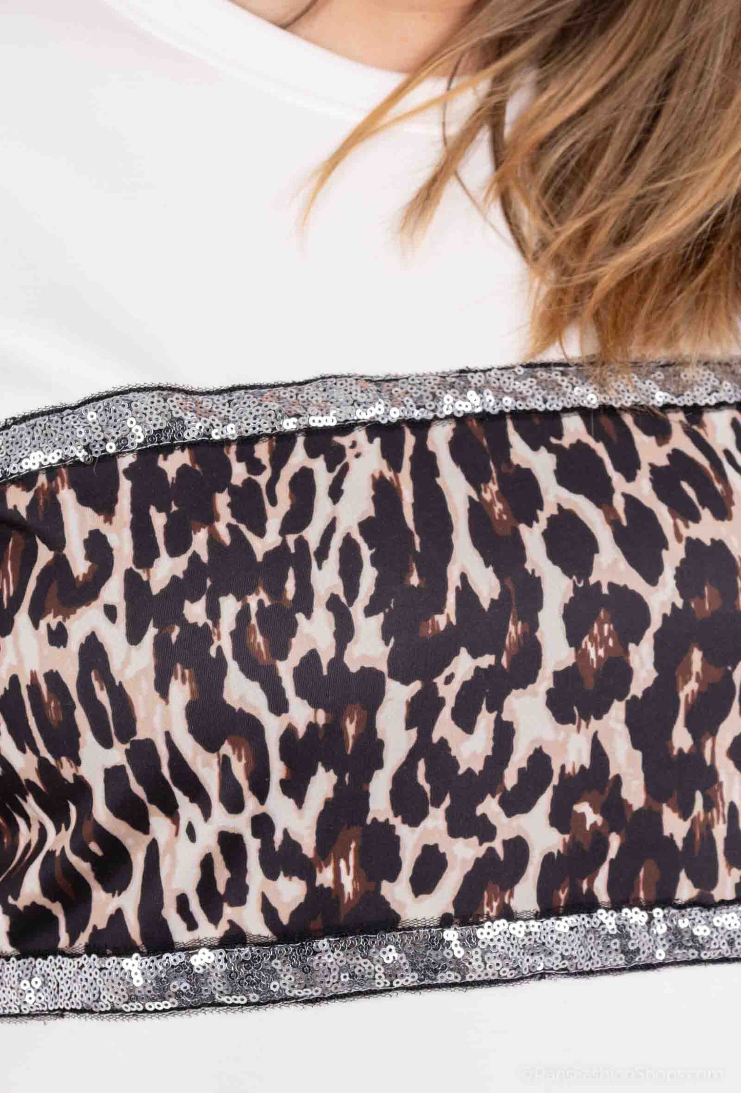 Plus Size Rundhals Bicolor/Leopardtryck Sweatshirt