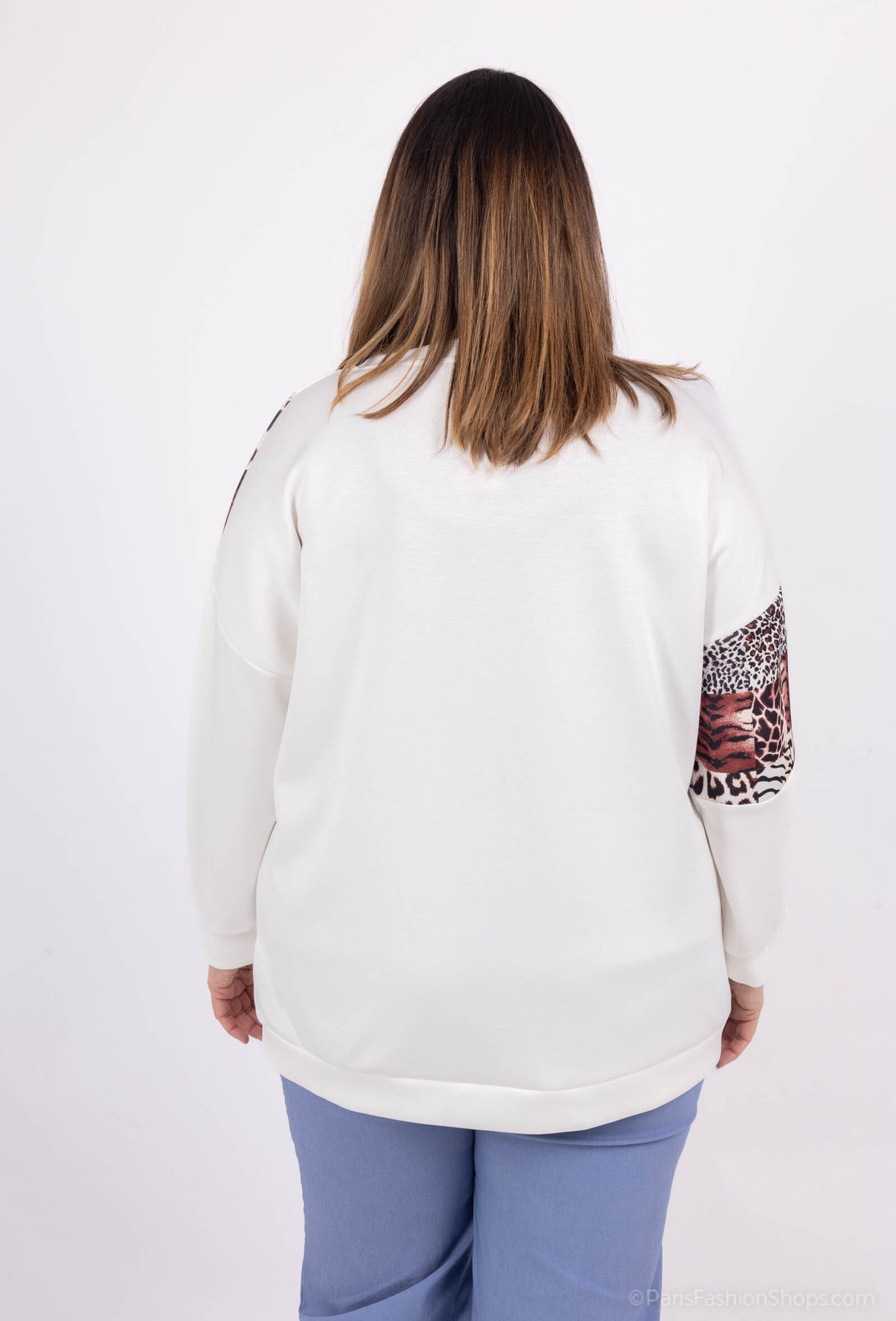 Plus Size Bicolor Leopard Print Sweatshirt