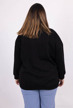 Plus Size Rundhals Bicolor/Leopardmönster Sweatshirt